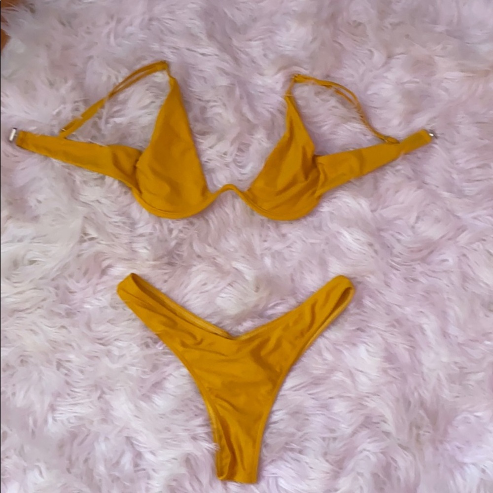 SHEIN yellow underwire bikini